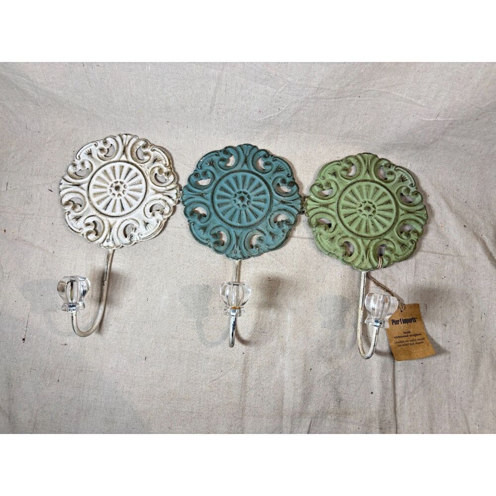Pier 1 Imports Wall Hooks Boho Metal Medallions Vintage Look NWT